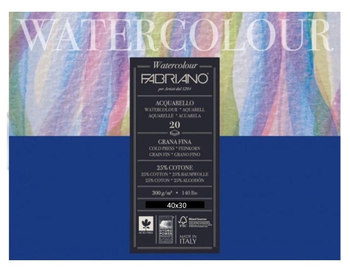 BLOC WATERCOLOUR 300g.40x30 20 FULLS