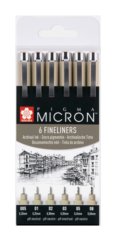 SET 6 RETOLADORS CALIBRATS PIGMA MICRON