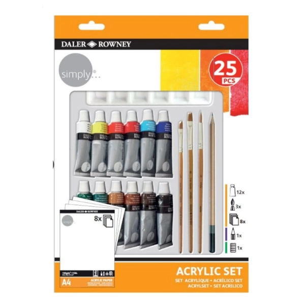 SET ACRILIC DALER&ROWNEY 25 PECES