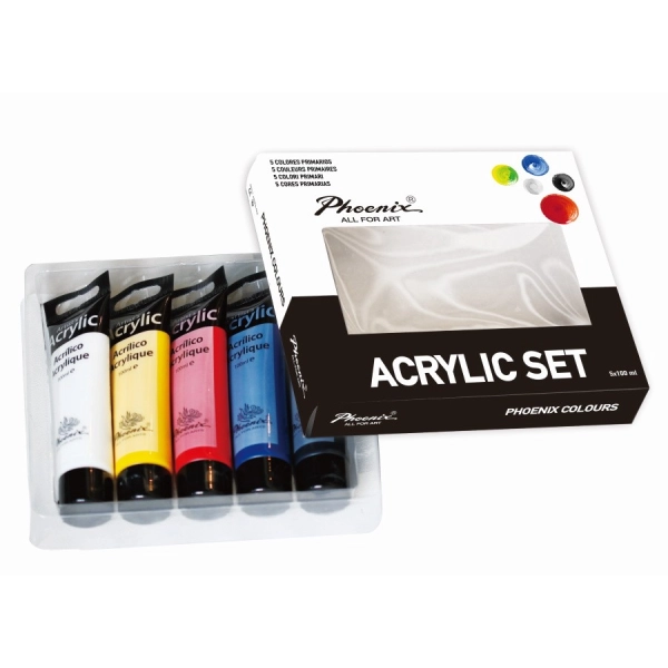 SET 5 ACRILICS BASICS PHOENIX 100ml