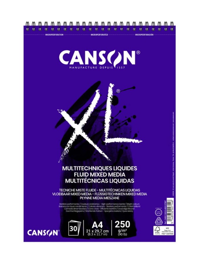 BLOC XL FLUID MIX MEDIA A4 30 FULLS 250GR