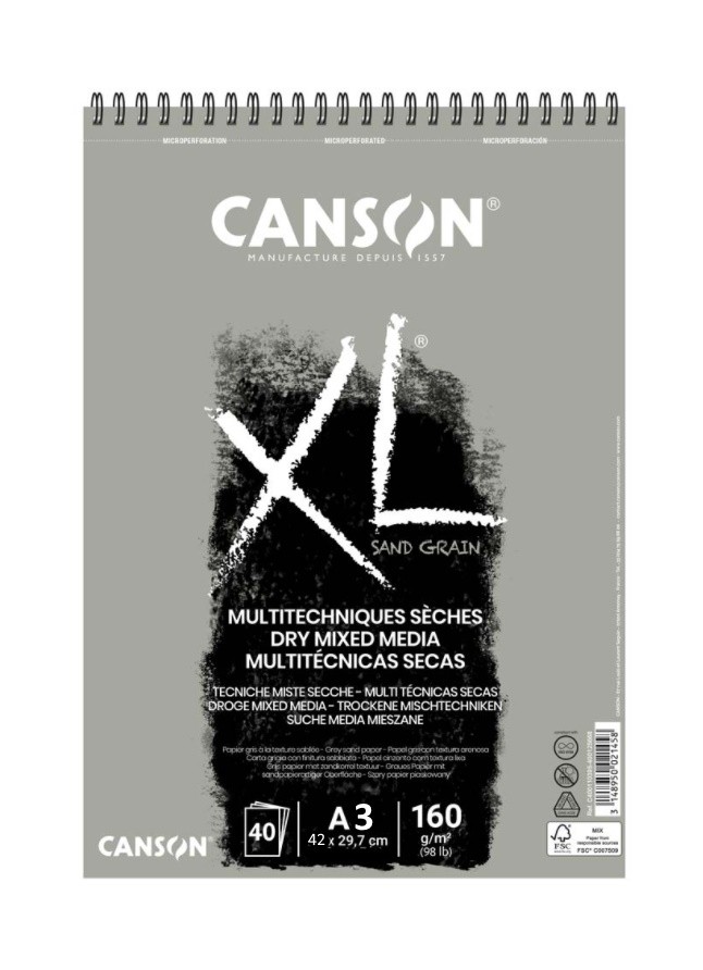 BLOC XL SAND GRIS A3 160gr. 40 FULLS