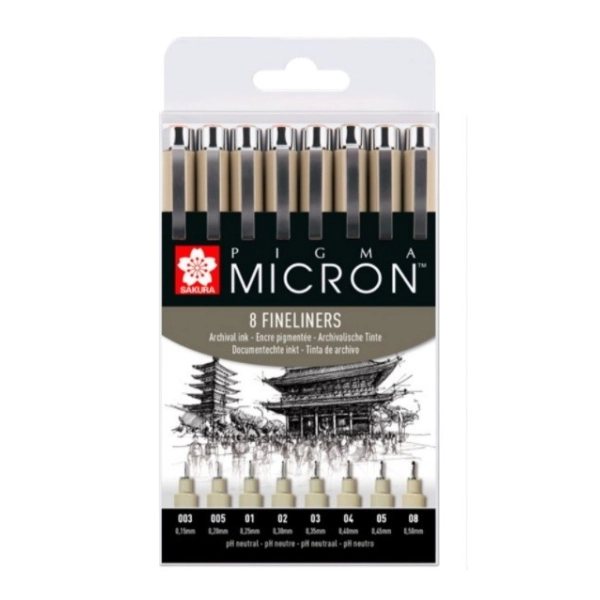 SET 8 RETOLADORS CALIBRATS PIGMA MICRON