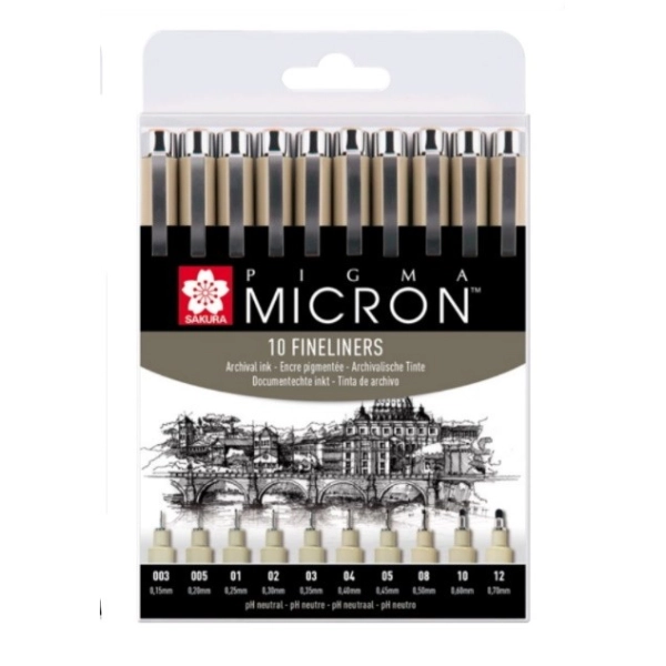 SET 10 RETOLADORS CALIBRATS PIGMA MICRON