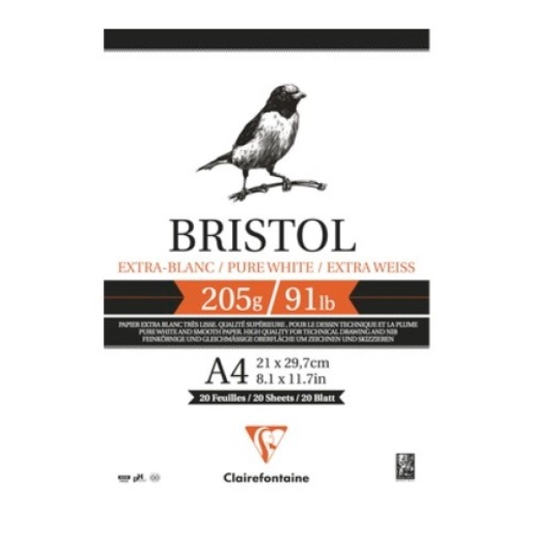 BLOC BRISTOL A4 205 gr. 20 fulls