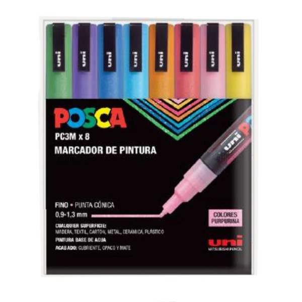 POSCA 8 RETOLADORS 3M PURPURINA