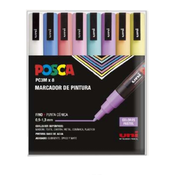 POSCA 8 RETOLADORS 3M PASTEL