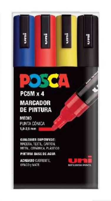 POSCA 4 RETOLADORS 5M BASICS