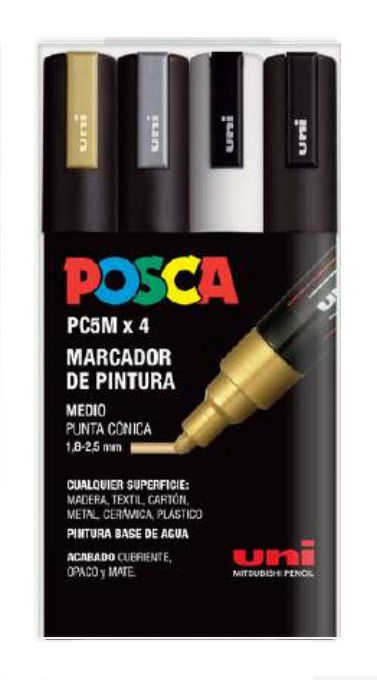 POSCA 4 RETOLADORS 5M GSWB