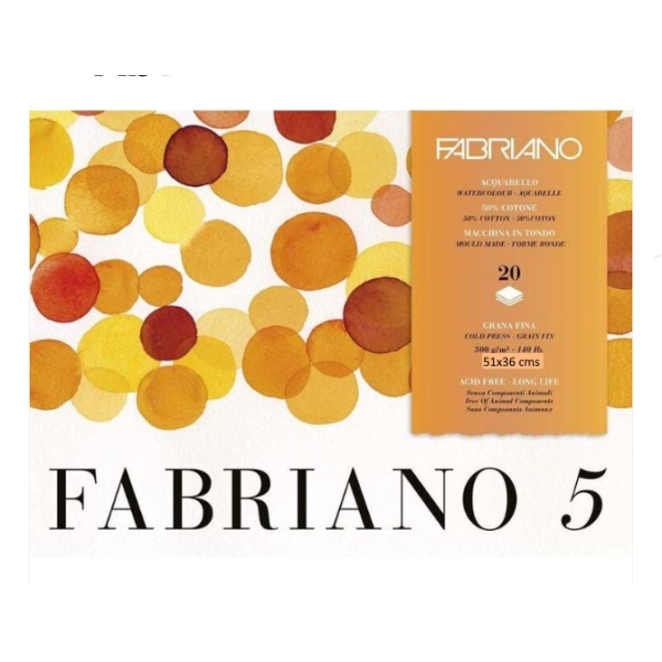 BLOC FABRIANO 5 300gr. 51x36 20 FULLS