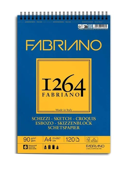 BLOC SKETCH FABRIANO 1264 90gr. A4 120 FULLS